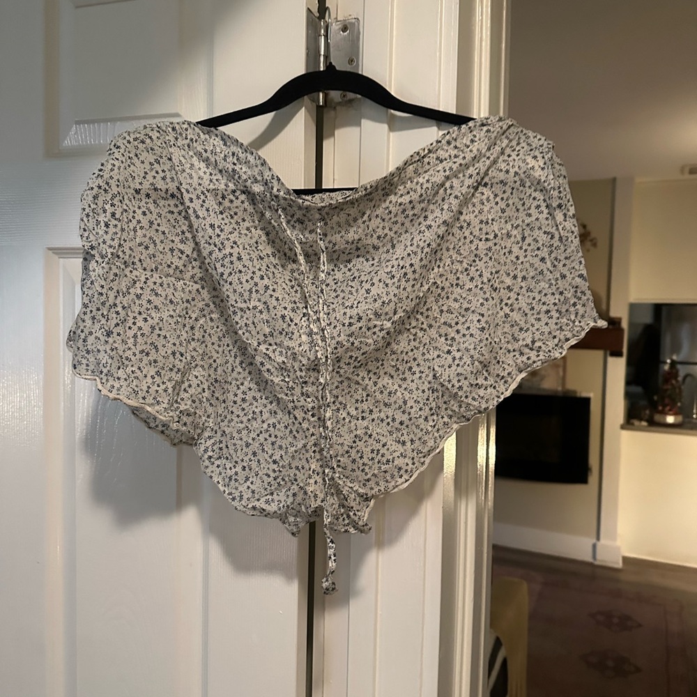 Doên Blue Floral Cotton Drawstring Shorts – Size XL